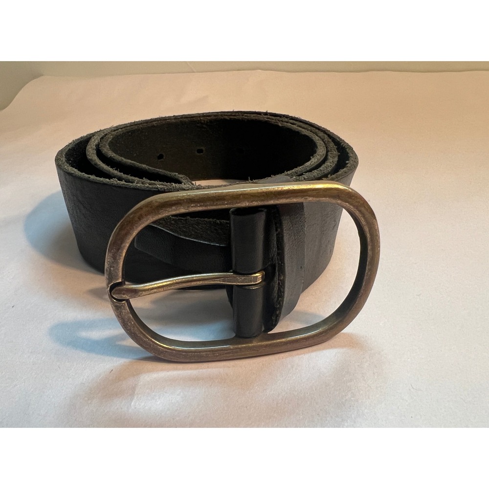 Anthropologie Oval Buckle Black Leather Belt SZL